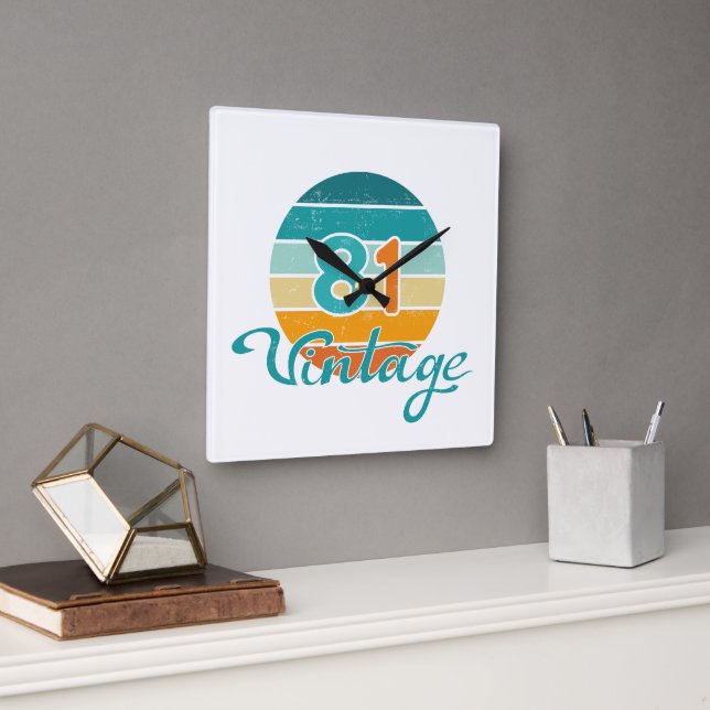 Retro Sunset 81 Vintage Distressed Square Wall Clock (Office)