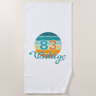 Retro Sunset 83 Vintage Distressed Beach Towel