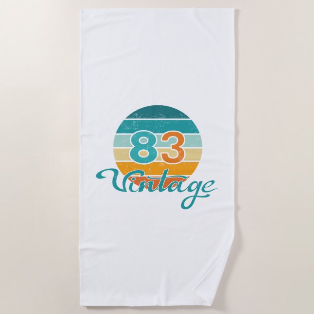 Retro Sunset 83 Vintage Distressed Beach Towel (Front)