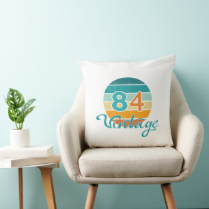 Retro Sunset 84 Vintage Distressed Throw Pillow