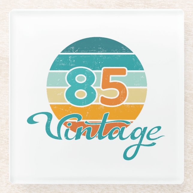 Retro Sunset 85 Vintage Distressed Glass Coaster (Front)
