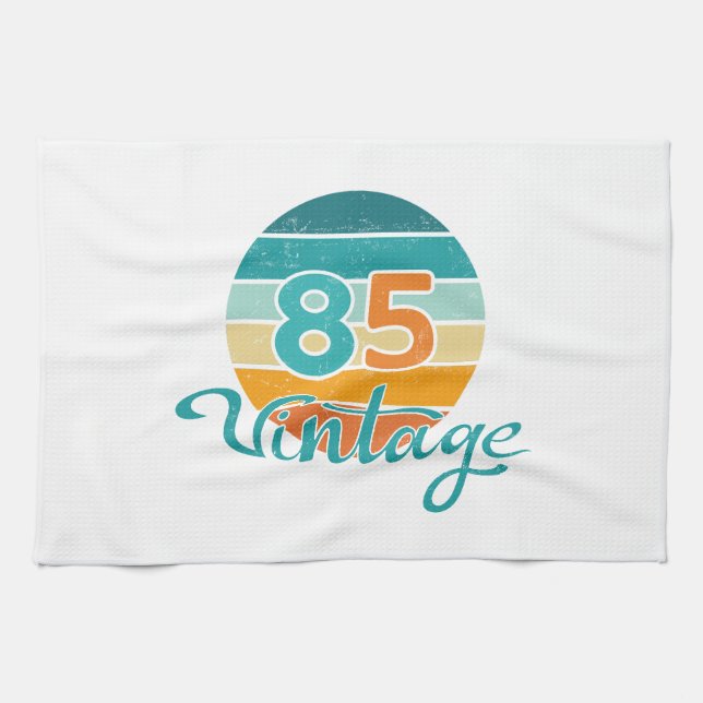 Retro Sunset 85 Vintage Distressed Kitchen Towel (Horizontal)