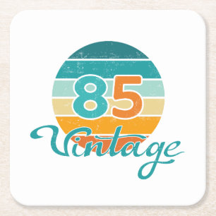 Retro Sunset 85 Vintage Distressed Square Paper Coaster