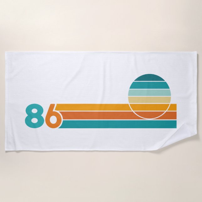 Retro Sunset 86 Beach Towel (Front)