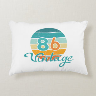 Retro Sunset 86 Vintage Distressed Accent Pillow