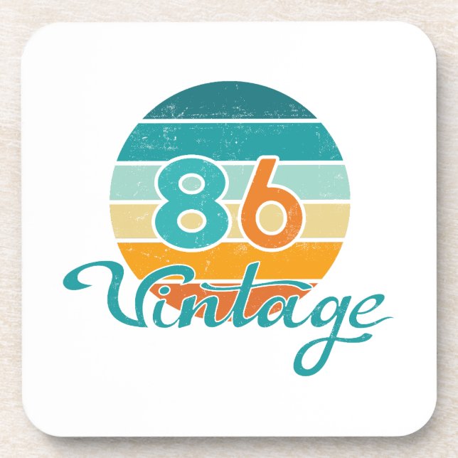 Retro Sunset 86 Vintage Distressed Coaster (Front)
