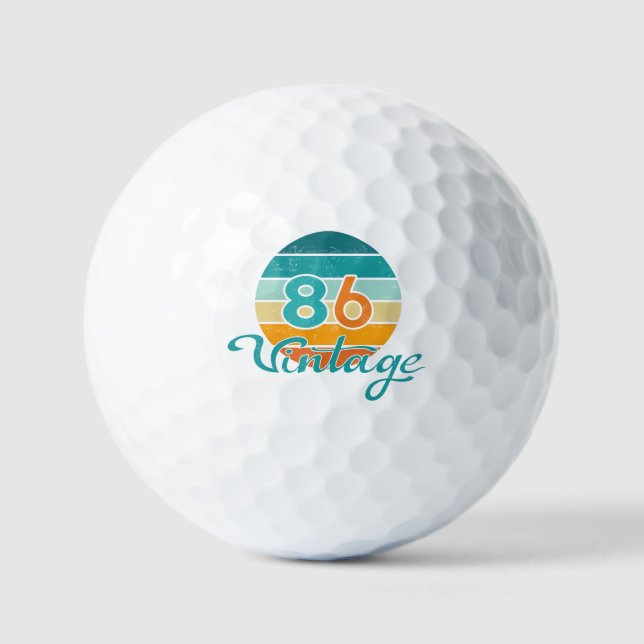 Retro Sunset 86 Vintage Distressed Golf Balls (Front)