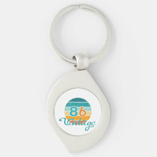 Retro Sunset 86 Vintage Distressed Keychain