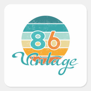 Retro Sunset 86 Vintage Distressed Square Sticker