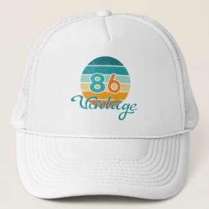 Retro Sunset 86 Vintage Distressed Trucker Hat
