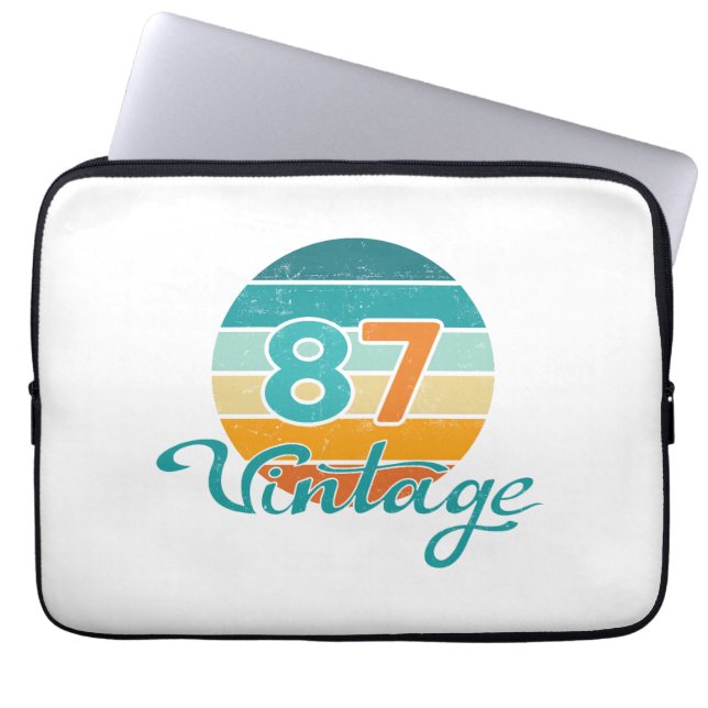 Retro Sunset 87 Vintage Distressed Laptop Sleeve (Front)
