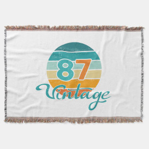 Retro Sunset 87 Vintage Distressed Throw Blanket