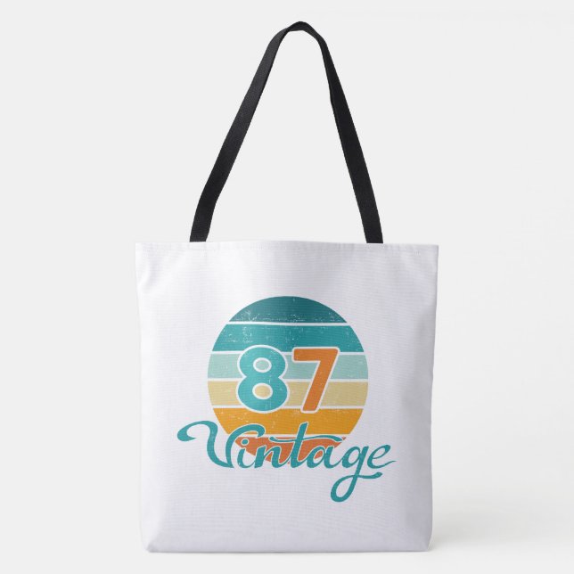 Retro Sunset 87 Vintage Distressed Tote Bag (Front)