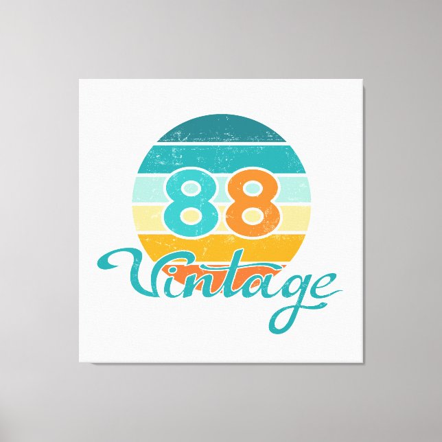 Retro Sunset 88 Vintage Distressed Canvas Print (Front)