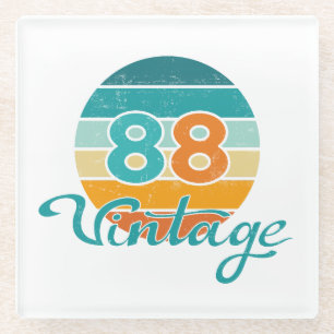 Retro Sunset 88 Vintage Distressed Glass Coaster