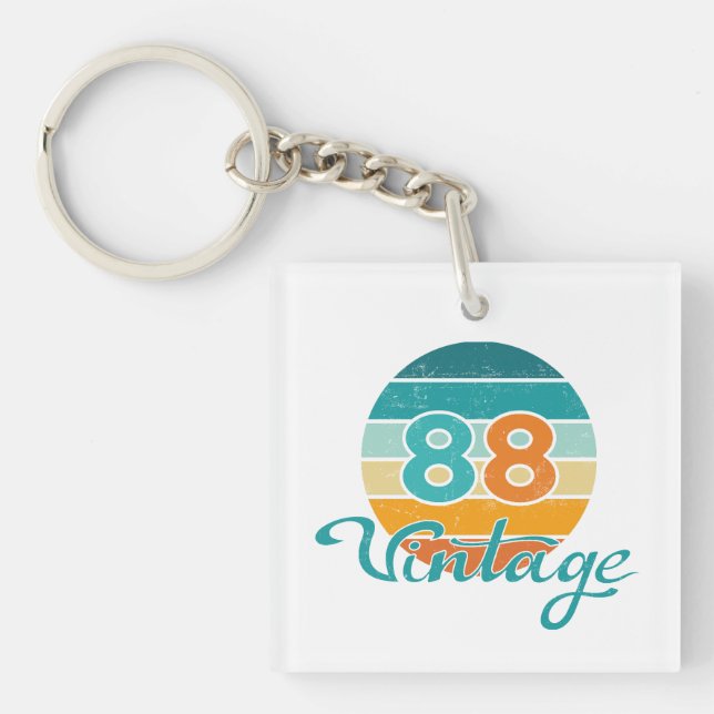 Retro Sunset 88 Vintage Distressed Keychain (Front)