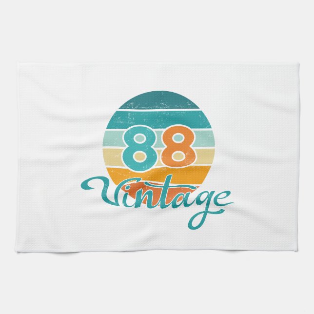 Retro Sunset 88 Vintage Distressed Kitchen Towel (Horizontal)