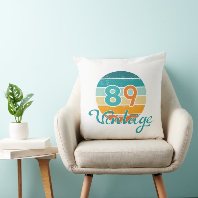 Retro Sunset 89 Vintage Distressed Throw Pillow (Chair)