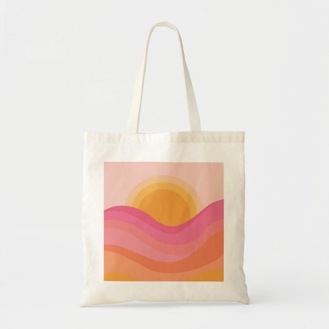 Retro Sunset Abstract Tote Bag (Front)
