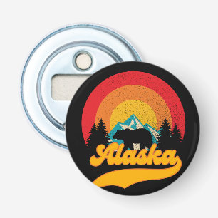 Retro Sunset Alaska Juneau Bear Mountains Wild AK Bottle Opener