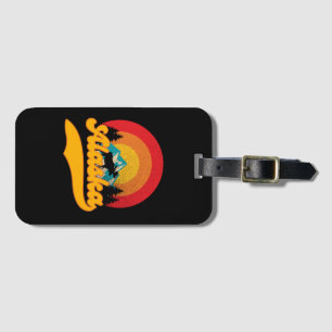Retro Sunset Alaska Juneau Moose 0Mountains Wild Luggage Tag