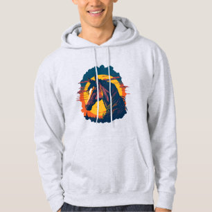 Retro Sunset And Horse Head Hoodie