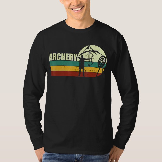 Retro Sunset Archery - Bow And Arrow Archer Art T-Shirt (Front)