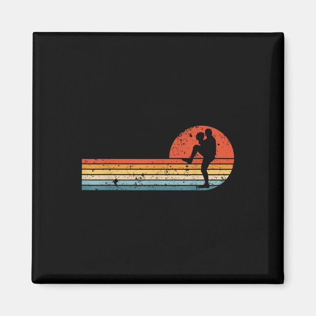 Retro Sunset Baseball Pitcher Vintage Baseball Pla Magnet (Front)