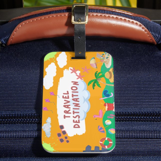 Retro Sunset Beach Luggage Tag (Front Insitu 2)