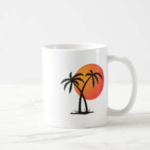 Retro Sunset Beach Palm Tree Summer Vacation Holid Coffee Mug