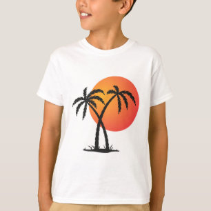 Retro Sunset Beach Palm Tree Summer Vacation Holid T-Shirt
