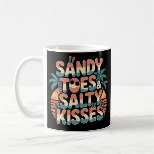 Retro Sunset Beach Sandy Toes Salty Kisses Coffee Mug