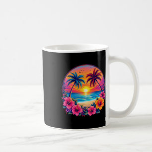 Retro Sunset Beach Tropical Floral Summer Vibes Co Coffee Mug
