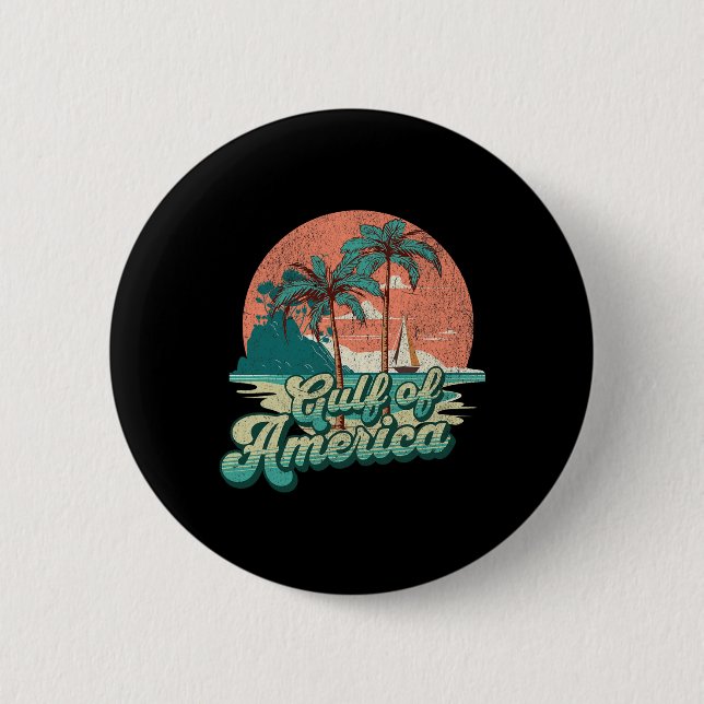 Retro Sunset Beach Vibes - Gulf Of Usa  2 Inch Round Button (Front)