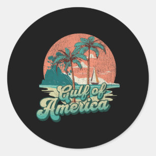 Retro Sunset Beach Vibes - Gulf Of Usa  Classic Round Sticker
