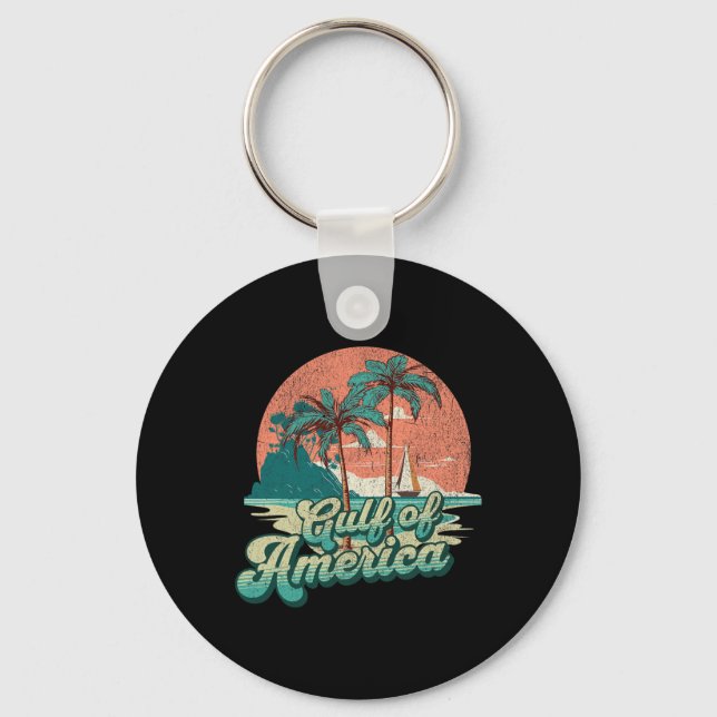 Retro Sunset Beach Vibes - Gulf Of Usa  Keychain (Front)