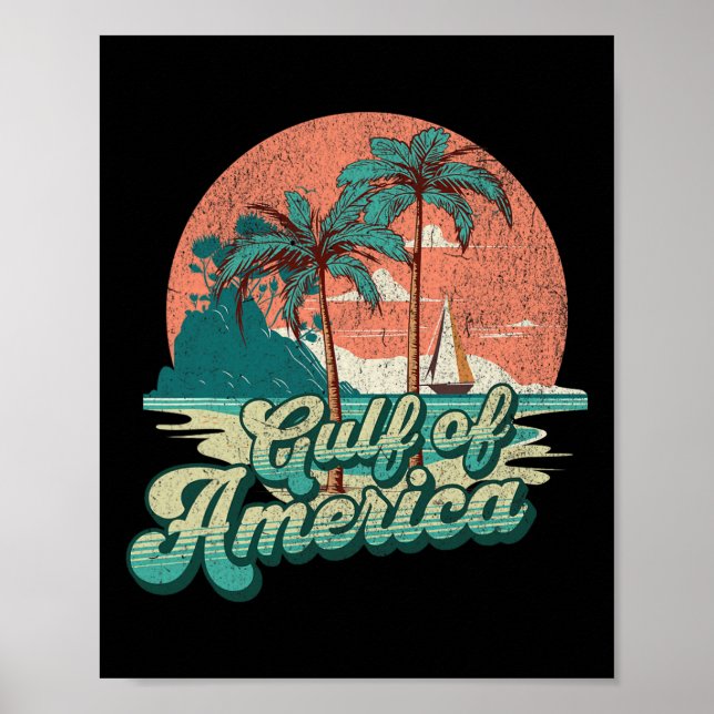 Retro Sunset Beach Vibes - Gulf Of Usa  Poster (Front)