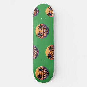 Retro Sunset Beats Only Palm Trees Vintage Skateboard