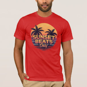 Retro Sunset Beats Only Palm Trees Vintage T-Shirt