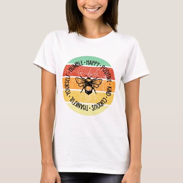 Retro Sunset Bee Positive T-Shirt (Front)