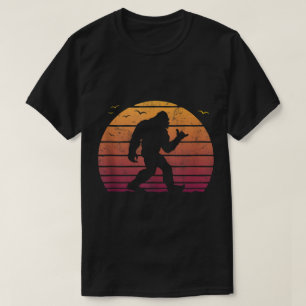 Retro Sunset Bigfoot Shaka Design T-Shirt
