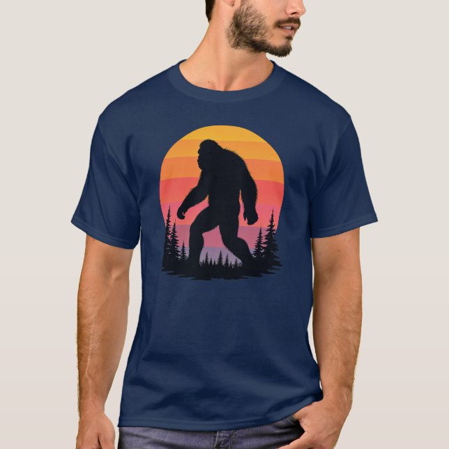 Retro Sunset Bigfoot T-Shirt | Vintage Sasquatch  (Front)
