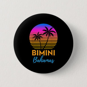 Retro Sunset Bimini Bahamas Beach Trip Vacation Su 2 Inch Round Button