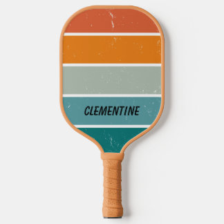 Retro Sunset Blue and Orange Personalized Pickleball Paddle