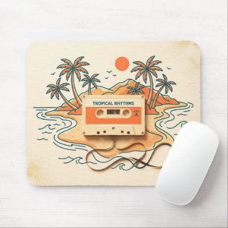 Retro Sunset Cassette Island Gaming Mouse Pad
