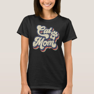 Retro Sunset Cat Mom Cat Paw Cat Lover Women Vinta T-Shirt