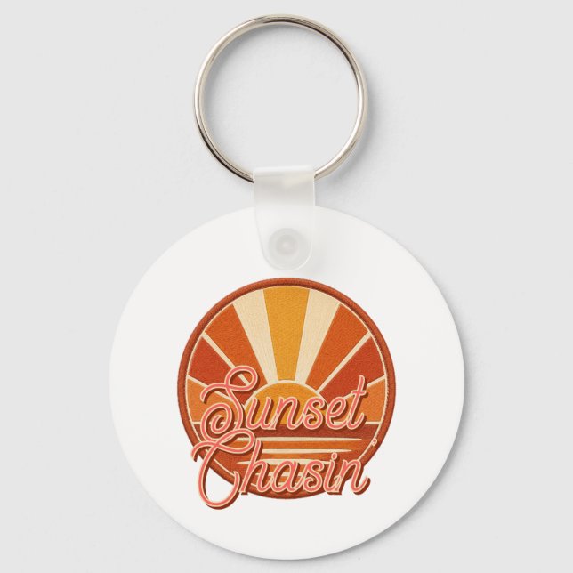 RETRO Sunset Chasin' Beach Vibe Keychain (Front)