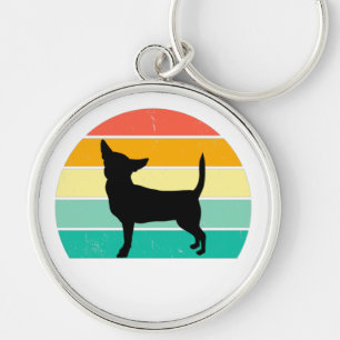 Retro Sunset Chihuahua Keychain