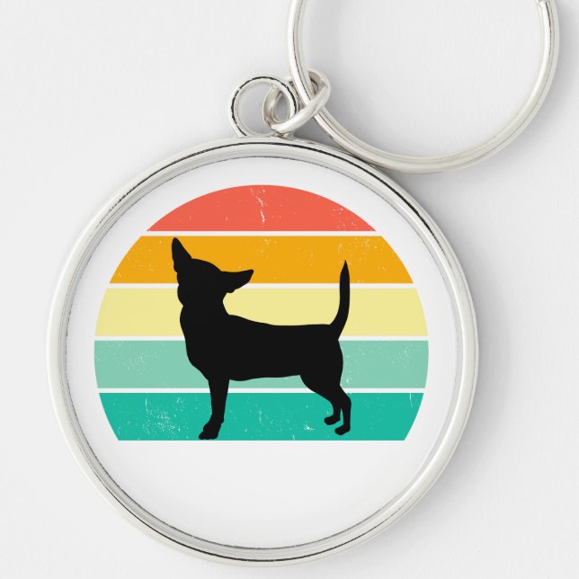 Retro Sunset Chihuahua Keychain (Front)