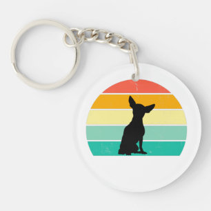 Retro Sunset Chihuahua Keychain